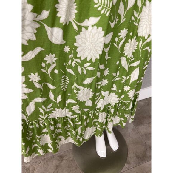 Ava & Viv Women Prairie Boho Green Floral Smock Maxi Dress Size X - Picture 6 of 16